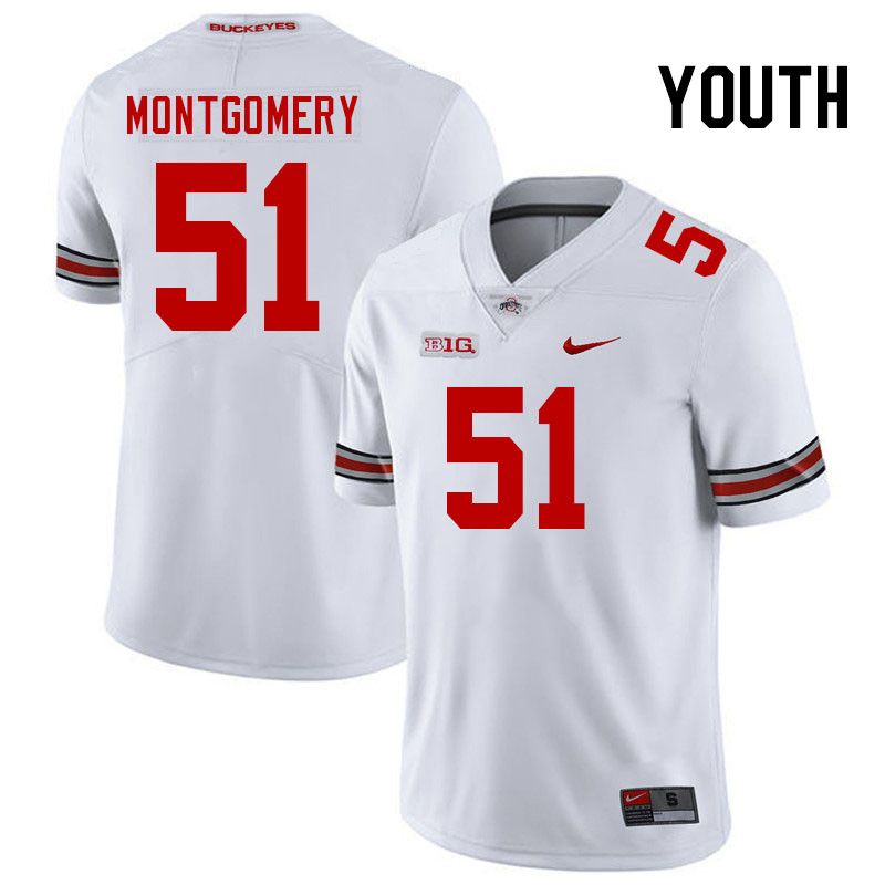 Ohio State Buckeyes Luke Montgomery Youth #51 White Authentic Stitched College Football Jersey
